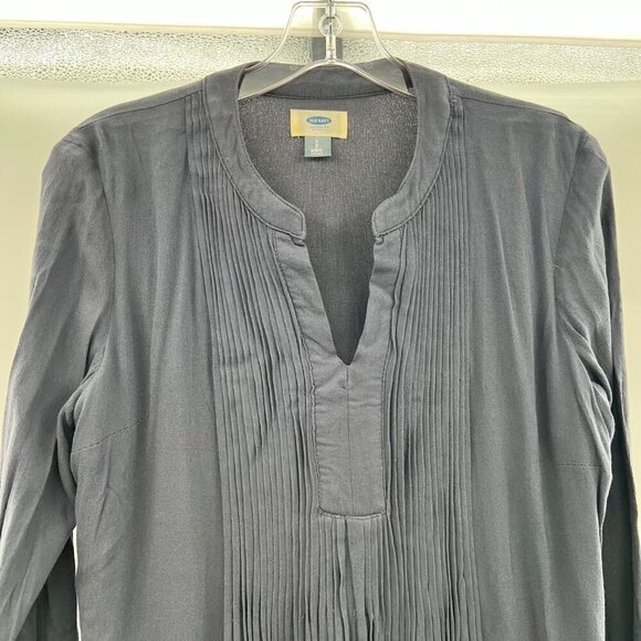 Old Navy Women's Long Sleeve Pleated Shift Dress Charcoal Size Small - Picture 2 of 9